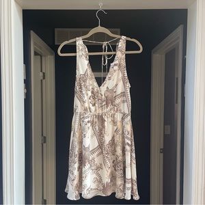 NWT LEITH Ivory V-Neck Dress w/V-Back Ruffle Detail